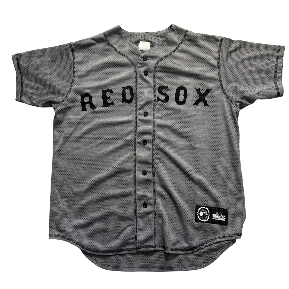 Vintage Majestic Boston Red Sox Baseball Jersey Mens‎ Large Grey Mesh MLB